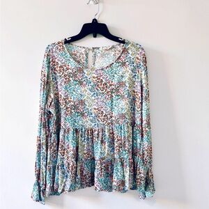 Jane and Delancey, Floral Tiered Top, Women’s, large, Boho, Multicolor